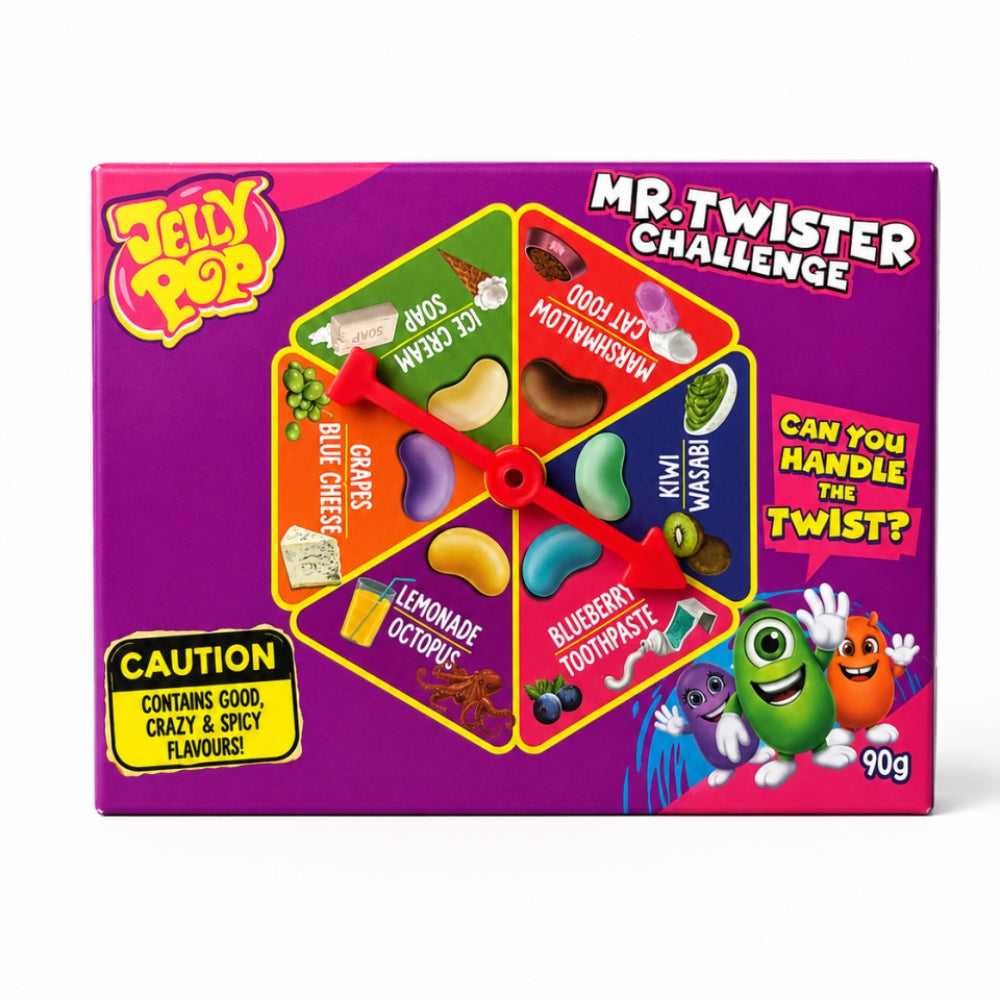 Kutija JellyPop Mr.Twister Challenge bombona, 90 g, vrtuljak