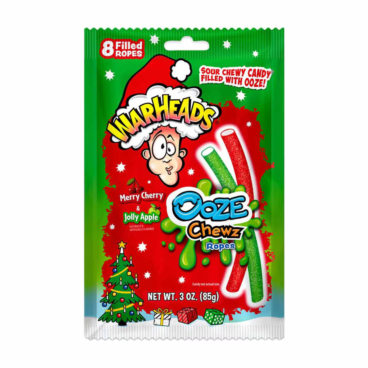 Warheads Ooze Chews Ropes Merry Cherry & Jolly Apple 85g - OhMyCandyBox